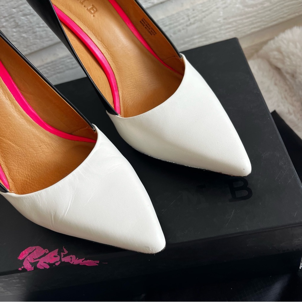 L.A.M.B Black Leather Lamb Platform Colorblock Heels sz. 9.5 - Picture 4 of 8